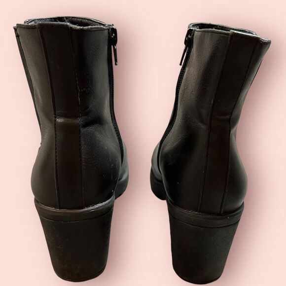 Shi 90s Chunky 3” Heel Side Zip Boots Black Vegan Leather Size 8 - Picture 6 of 8
